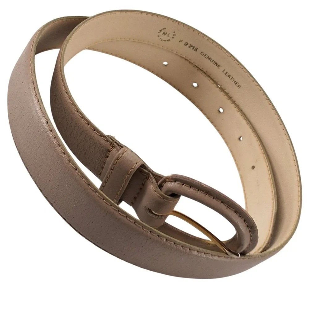 PRL Ralph Lauren Taupe Genuine Leather Wrapped Buckle Belt Size M 37.5